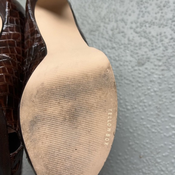Yellow Box Brown Peep Toe Heels Croc Embossed Pumps‎ Party Shoes 8.5 - Picture 3 of 5